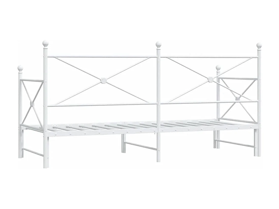 Lit de jour avec lit gigogne sans matelas blanc 90x200 cm acier