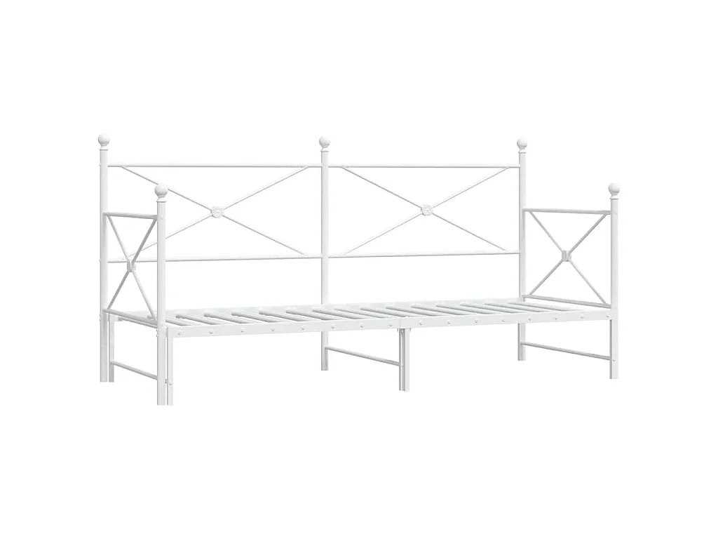Lit de jour avec lit gigogne sans matelas blanc 90x200 cm acier