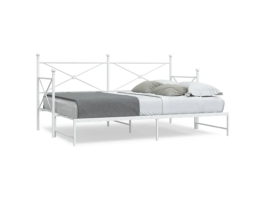 Lit de jour avec lit gigogne sans matelas blanc 90x200 cm acier