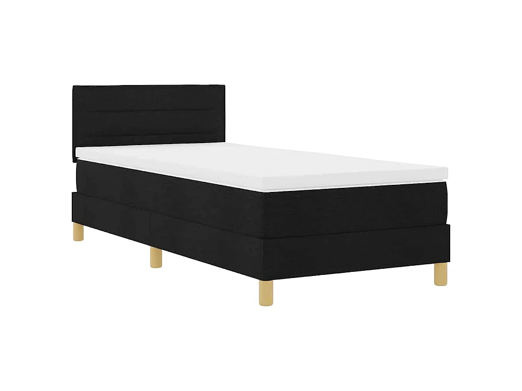 Boxspringbett mit Kissen mit Kopfteil Schwarz 90 x 190 cm Stoff