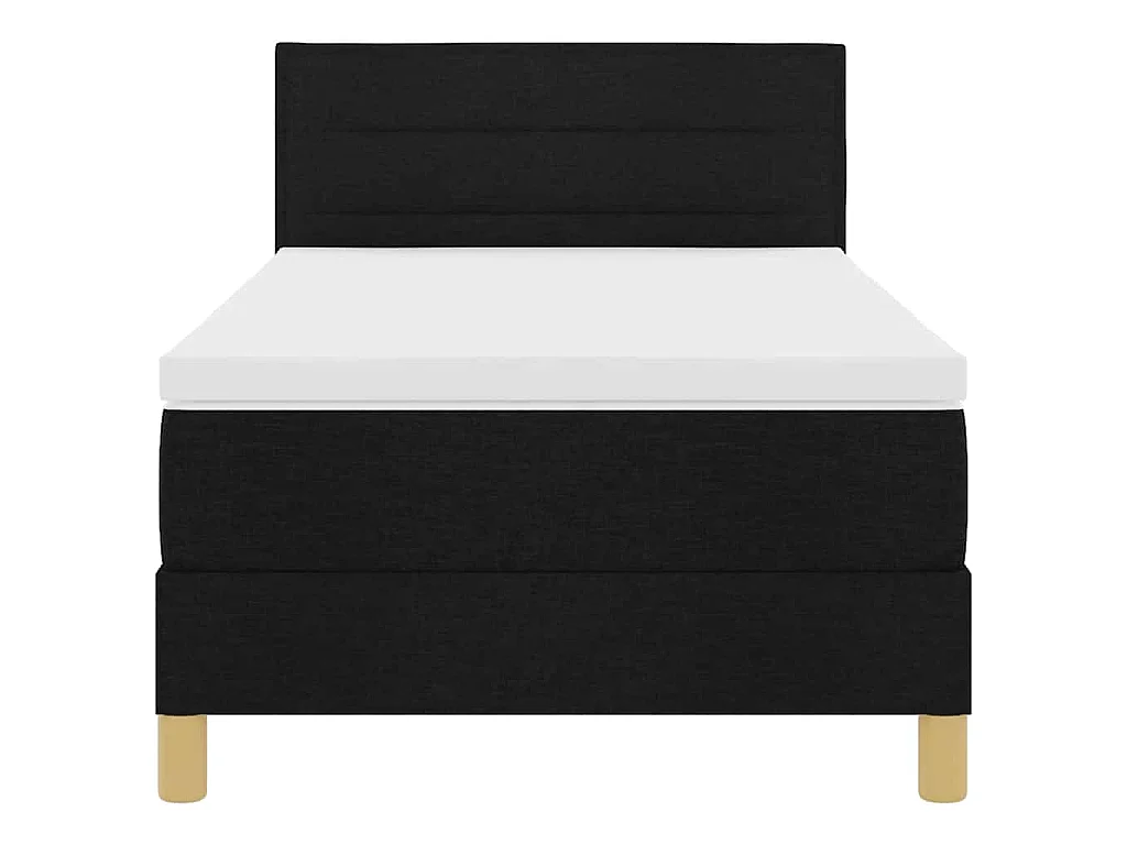 Boxspringbett mit Kissen mit Kopfteil Schwarz 90 x 190 cm Stoff