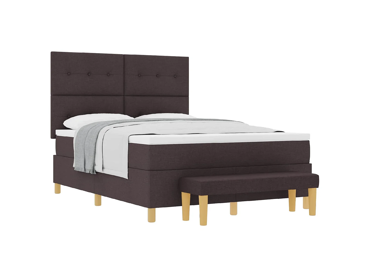 Cama Box com cabeceira Castanho escuro 190 x 140 cm tecido