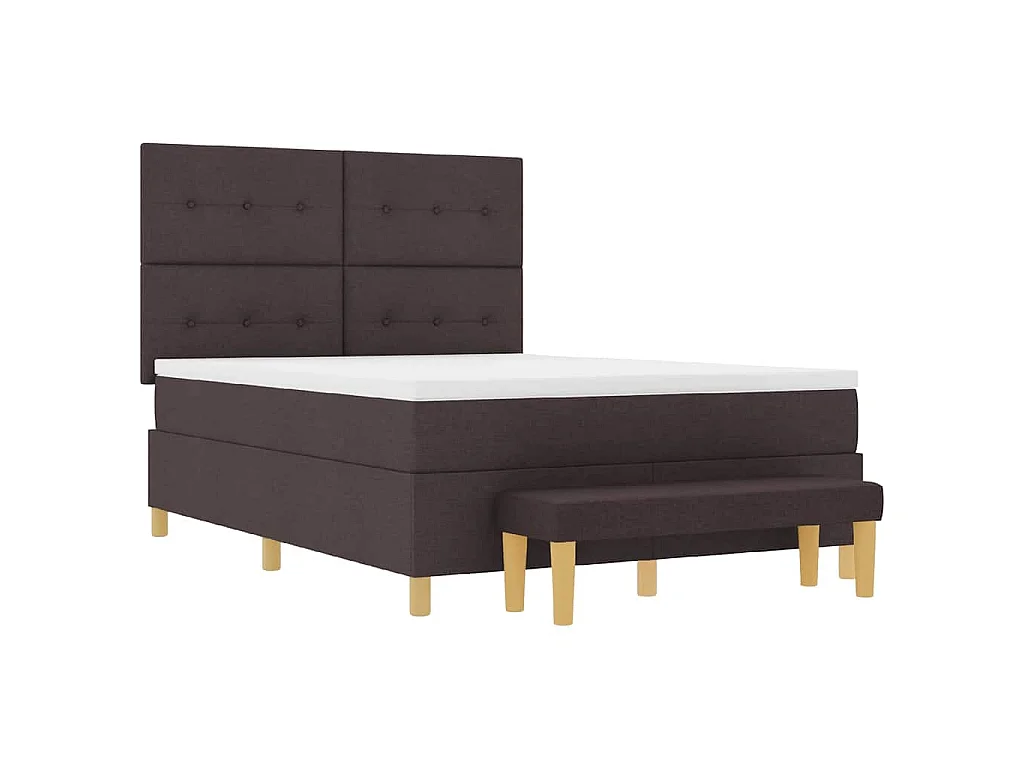 Cama Box com cabeceira Castanho escuro 190 x 140 cm tecido