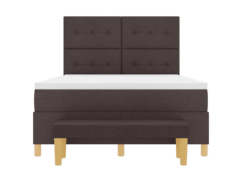 Cama Box com cabeceira Castanho escuro 190 x 140 cm tecido