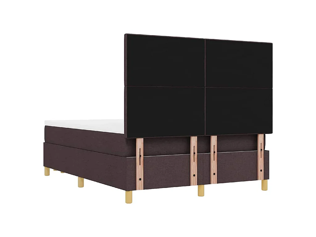 Cama Box com cabeceira Castanho escuro 190 x 140 cm tecido