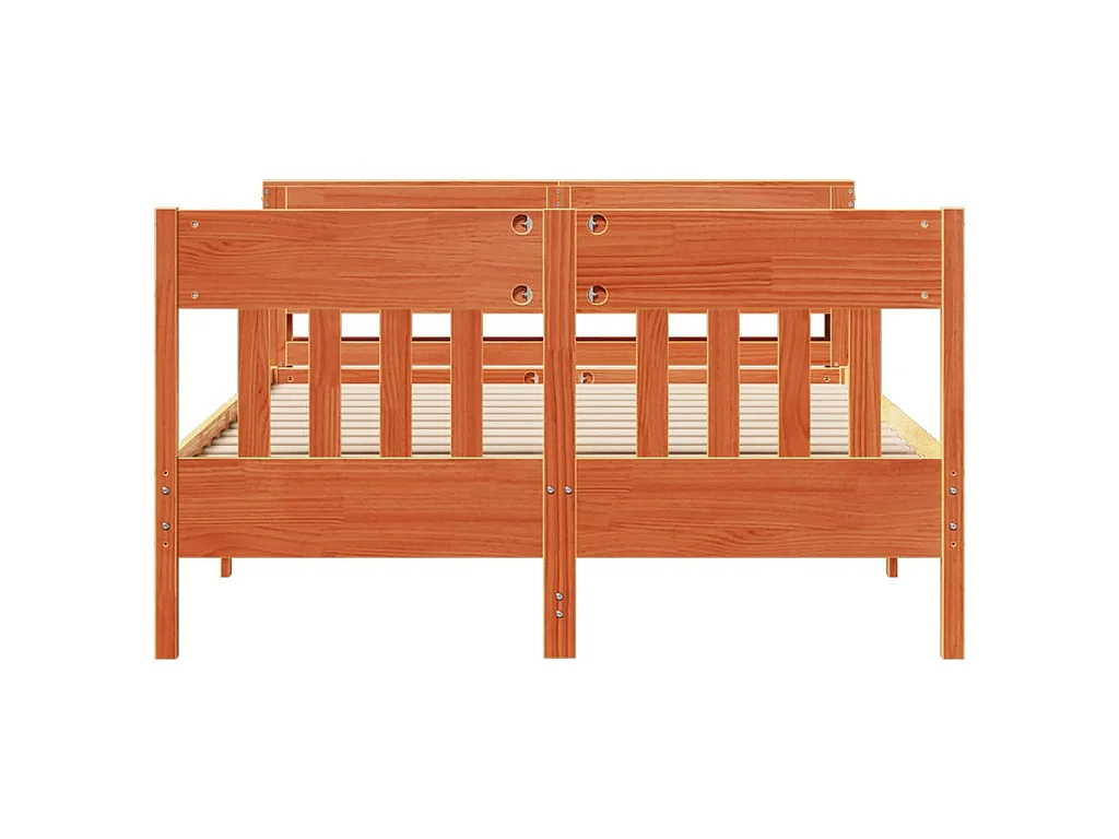Cama sem colchão 140x190 cm pinho maciço castanho-mel