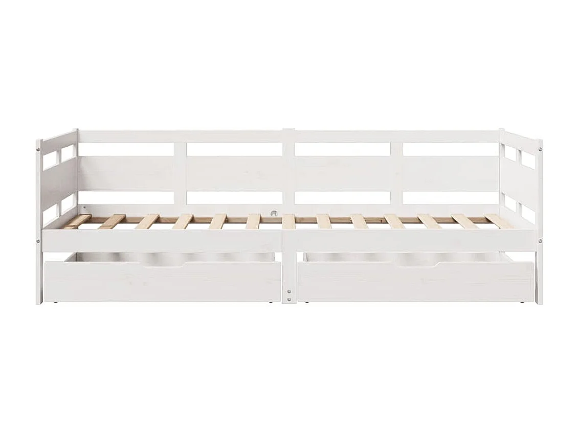 Slaapbank met lades 90x190 cm massief grenenhout wit