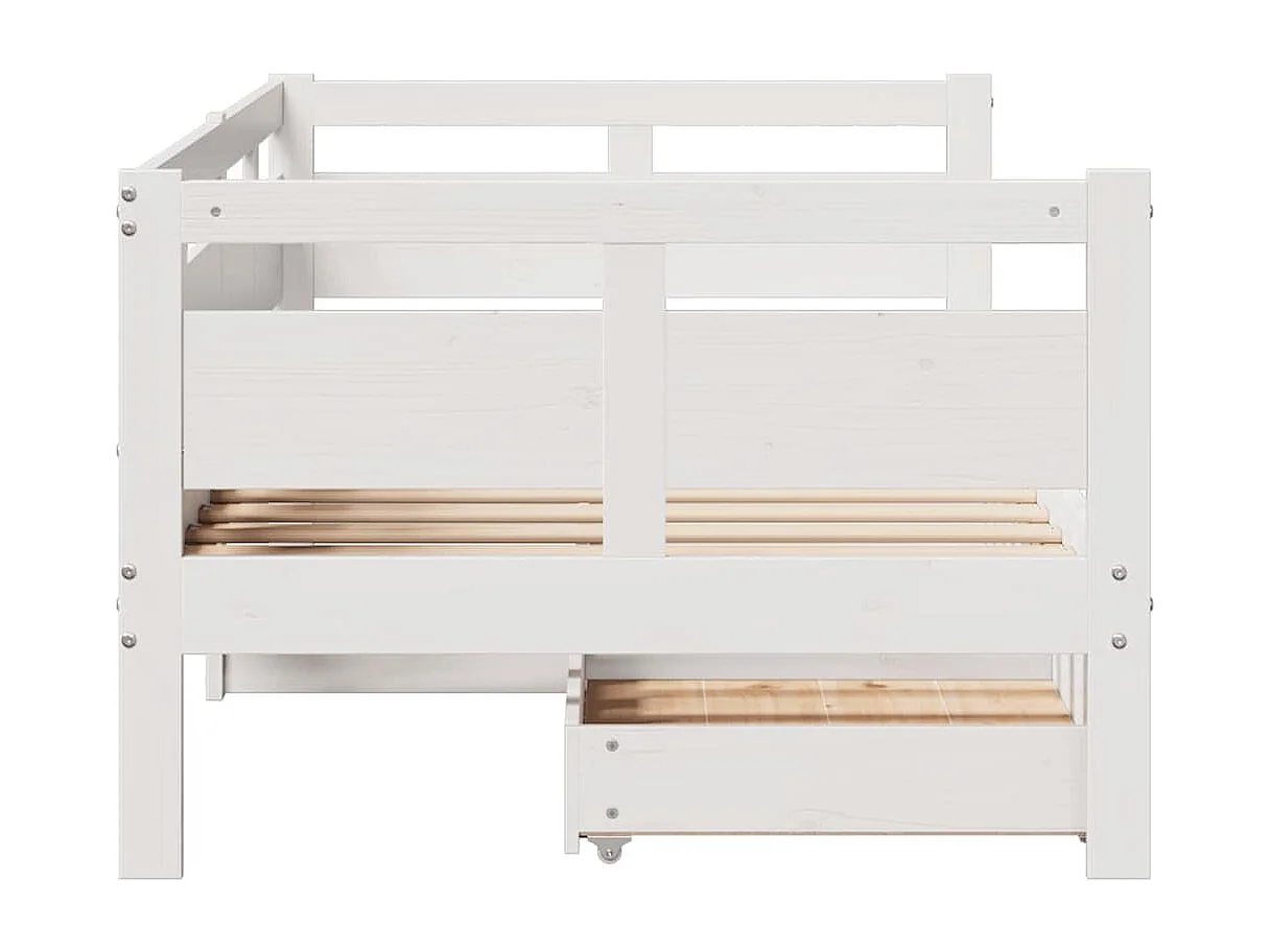 Slaapbank met lades 90x190 cm massief grenenhout wit
