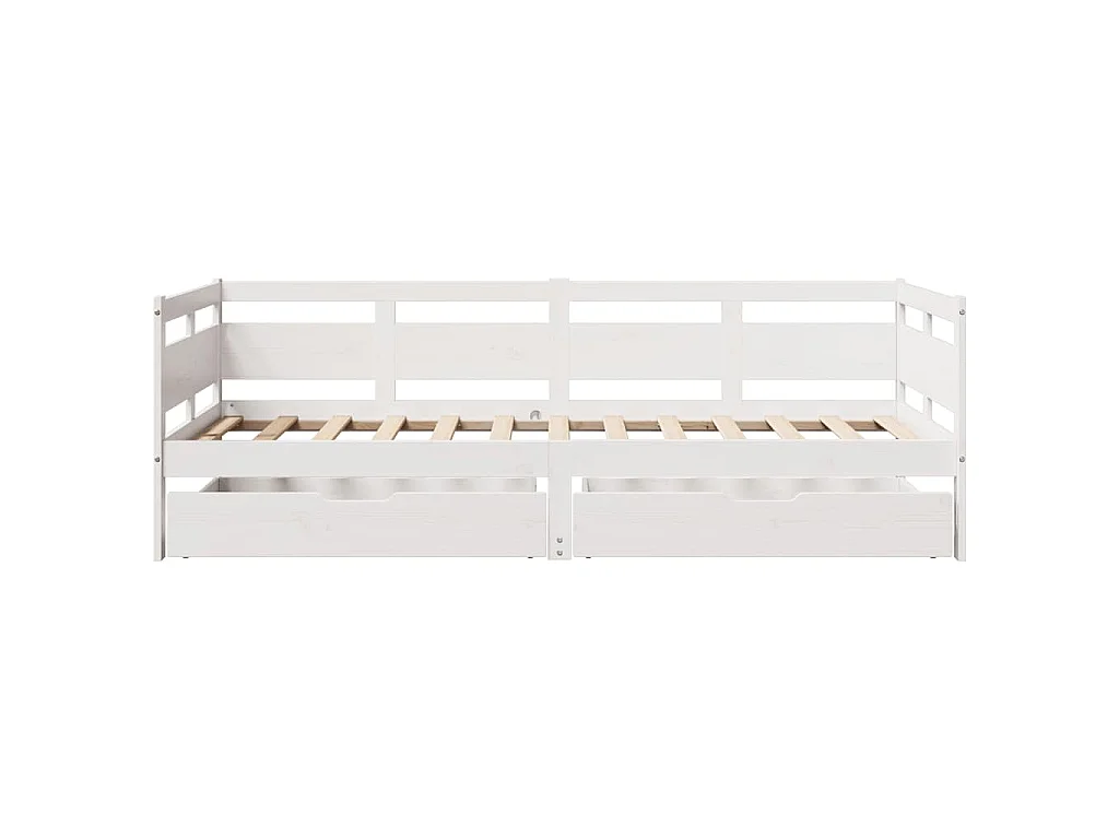 Lit de jour et tiroirs sans matelas blanc 90x190 cm bois massif