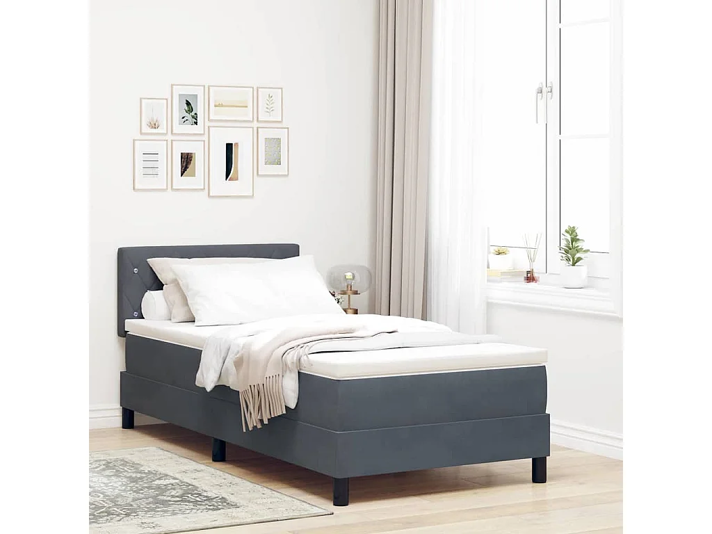 Boxspringbett mit Matratze Dunkelgrau 90 x 190 cm Samt