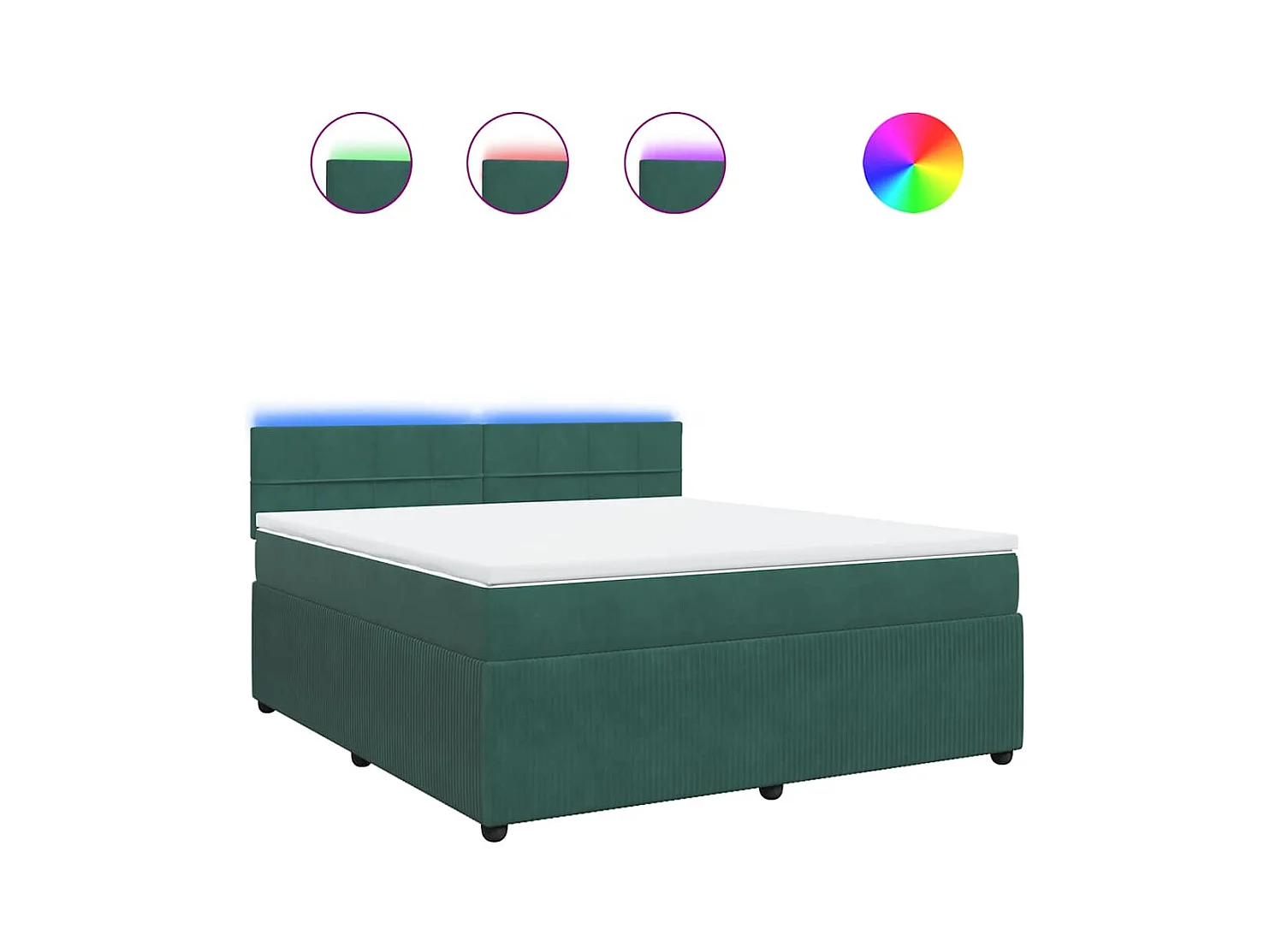 Sommier à lattes de lit et matelas Vert foncé 180x200cm Velours