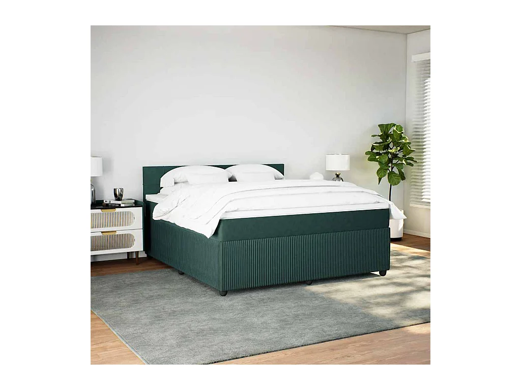 Sommier à lattes de lit et matelas Vert foncé 180x200cm Velours