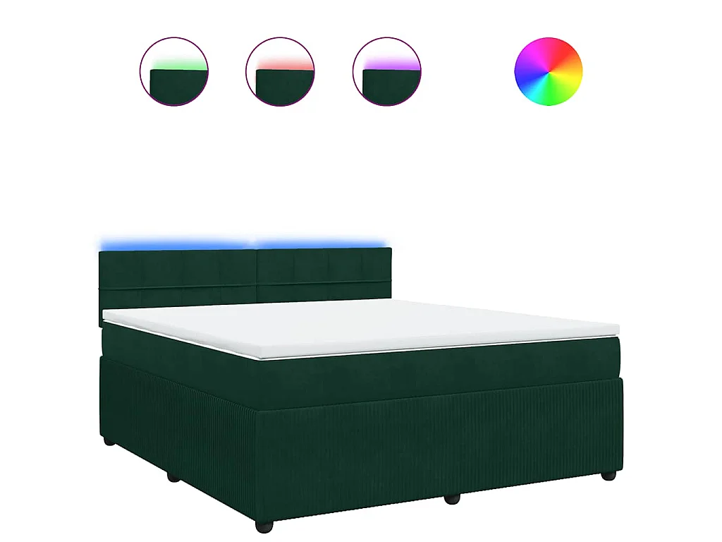 Sommier à lattes de lit et matelas Vert foncé 180x200cm Velours