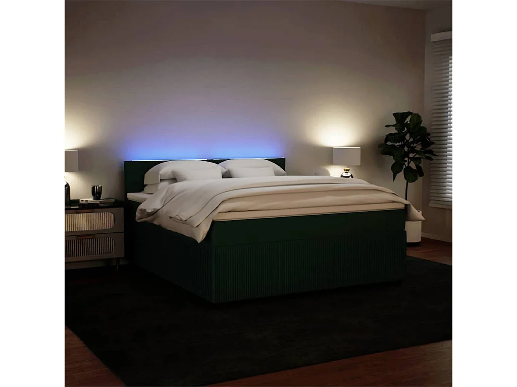 Sommier à lattes de lit et matelas Vert foncé 180x200cm Velours