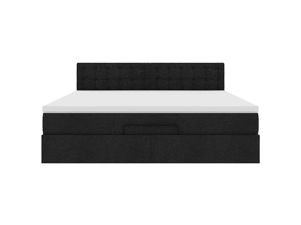 Struttura Letto Pouf con Materasso Nero 180x200 cm in Tessuto