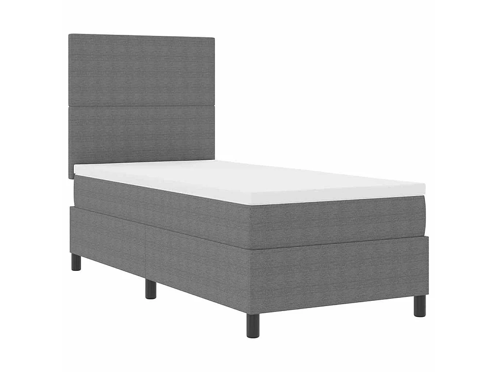 Boxspringbed Lichtgrijs en wit. 90 x 200 cm Katoen Stof