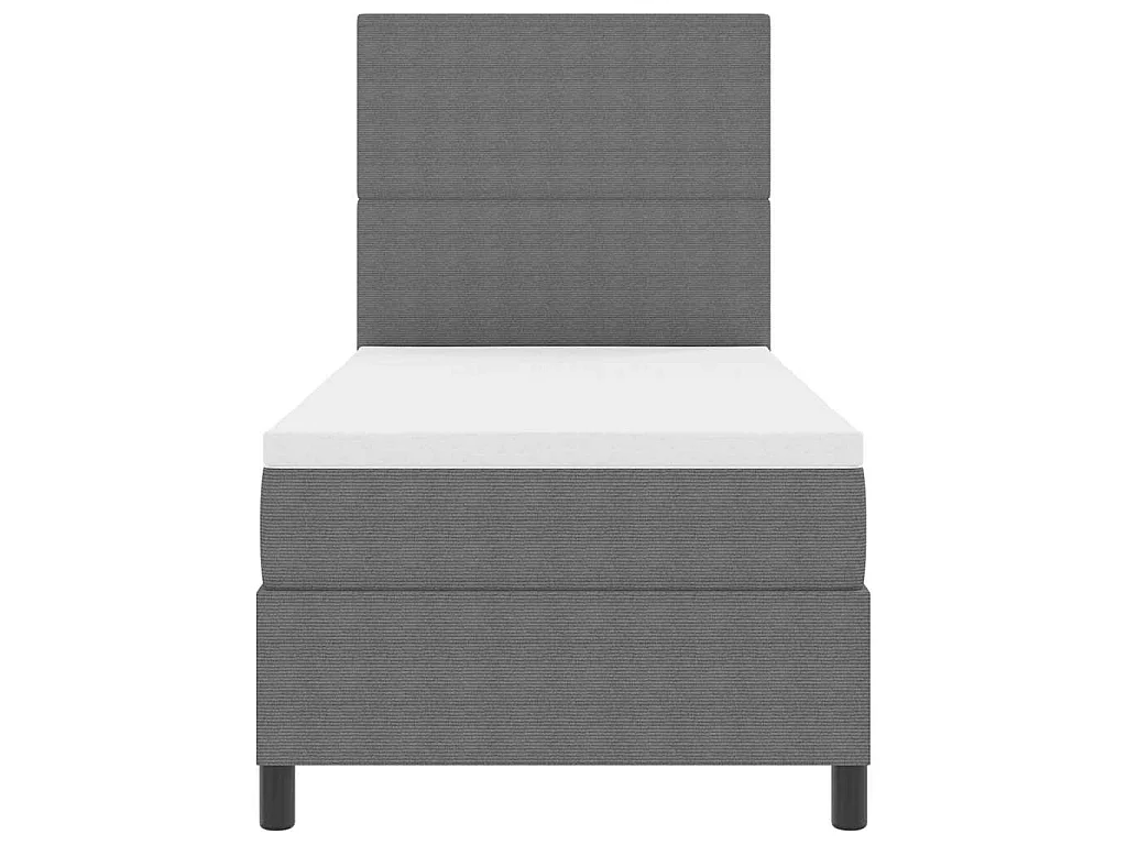 Boxspringbed Lichtgrijs en wit. 90 x 200 cm Katoen Stof