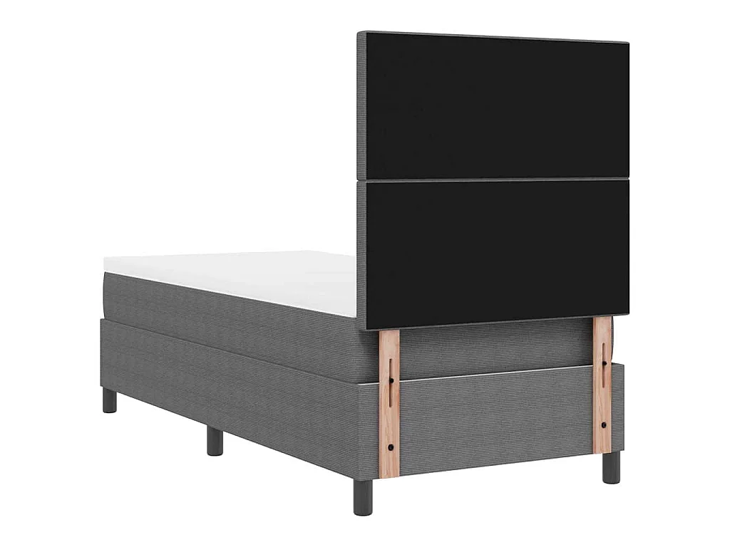 Boxspringbed Lichtgrijs en wit. 90 x 200 cm Katoen Stof