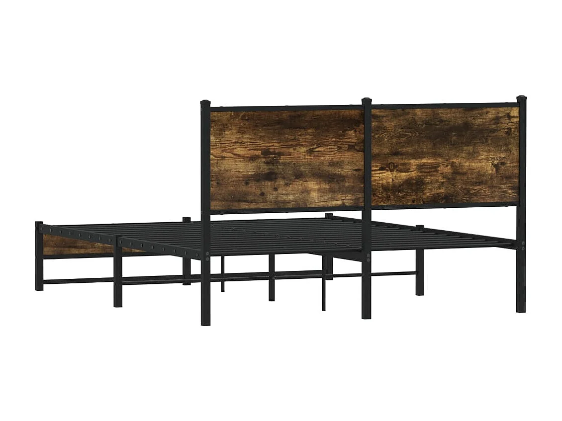 Cadre de lit en métal sans matelas chêne fumé 140x190 cm