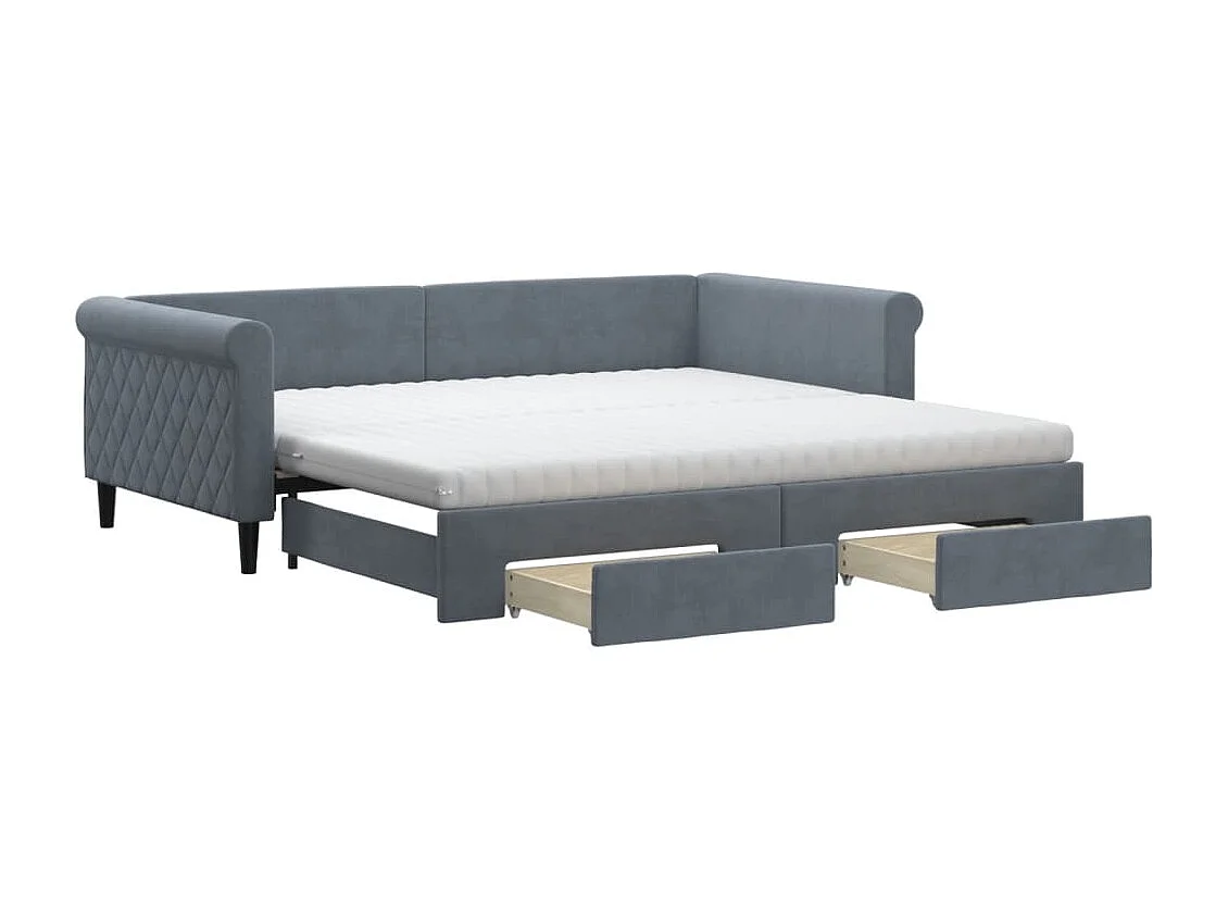 Tagesbett Ausziehbar mit Schubladen Dunkelgrau 100x200 cm Samt