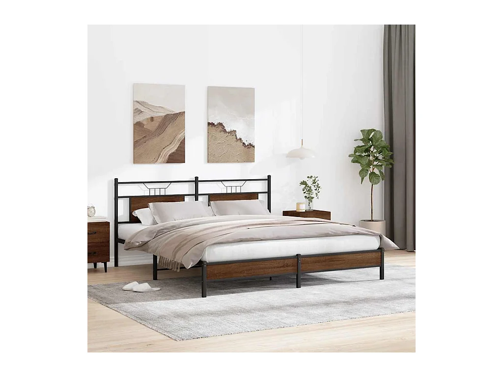 Cadre de lit sans matelas chêne marron 160x200 cm