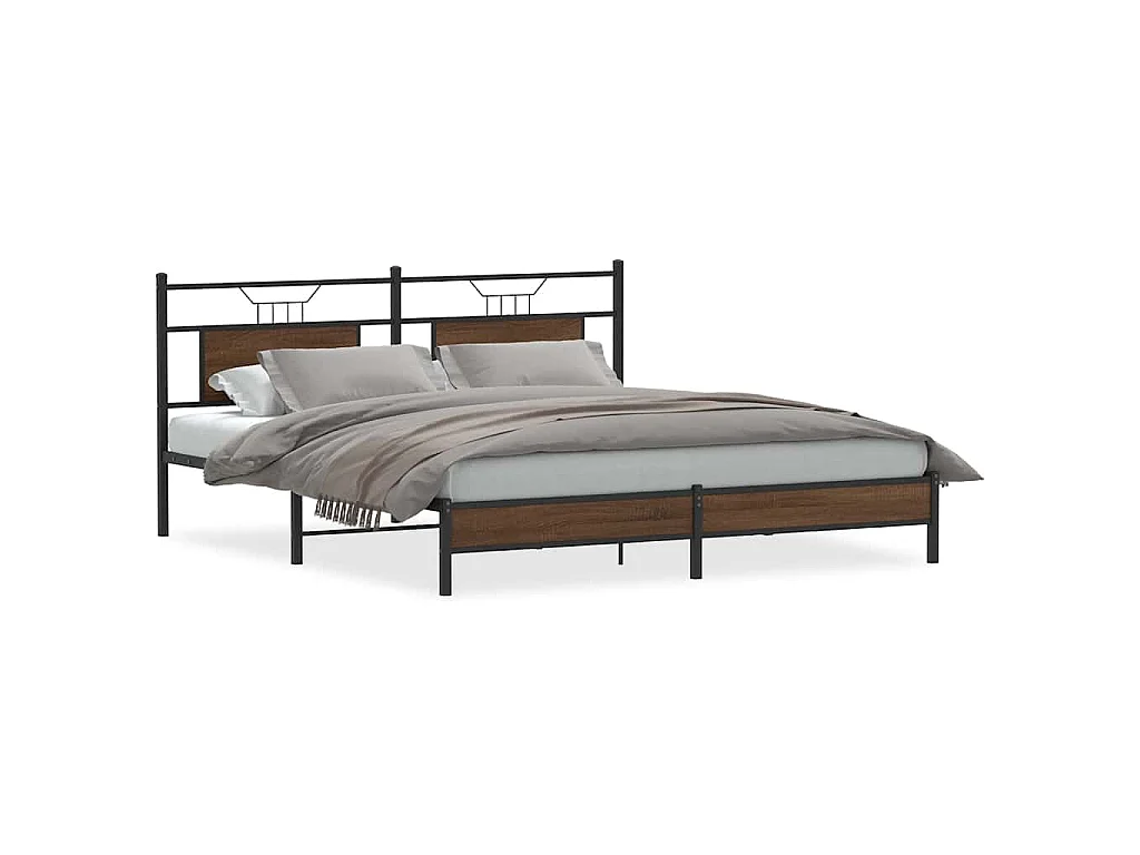 Bedframe zonder matras bewerkt hout bruin eikenkleur 160x200 cm