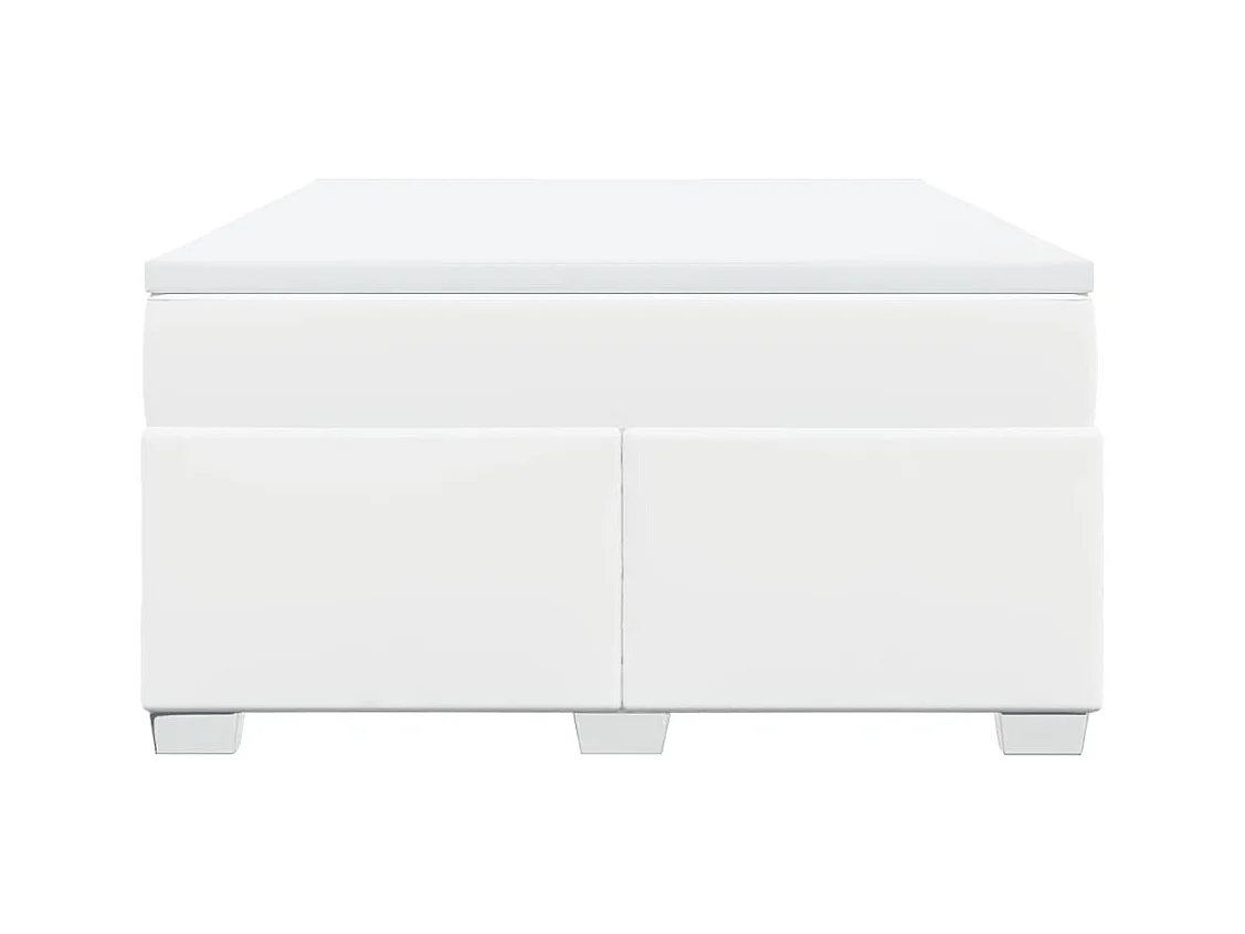 Sommier à lattes de lit avec matelas Blanc 140x200cm Similicuir