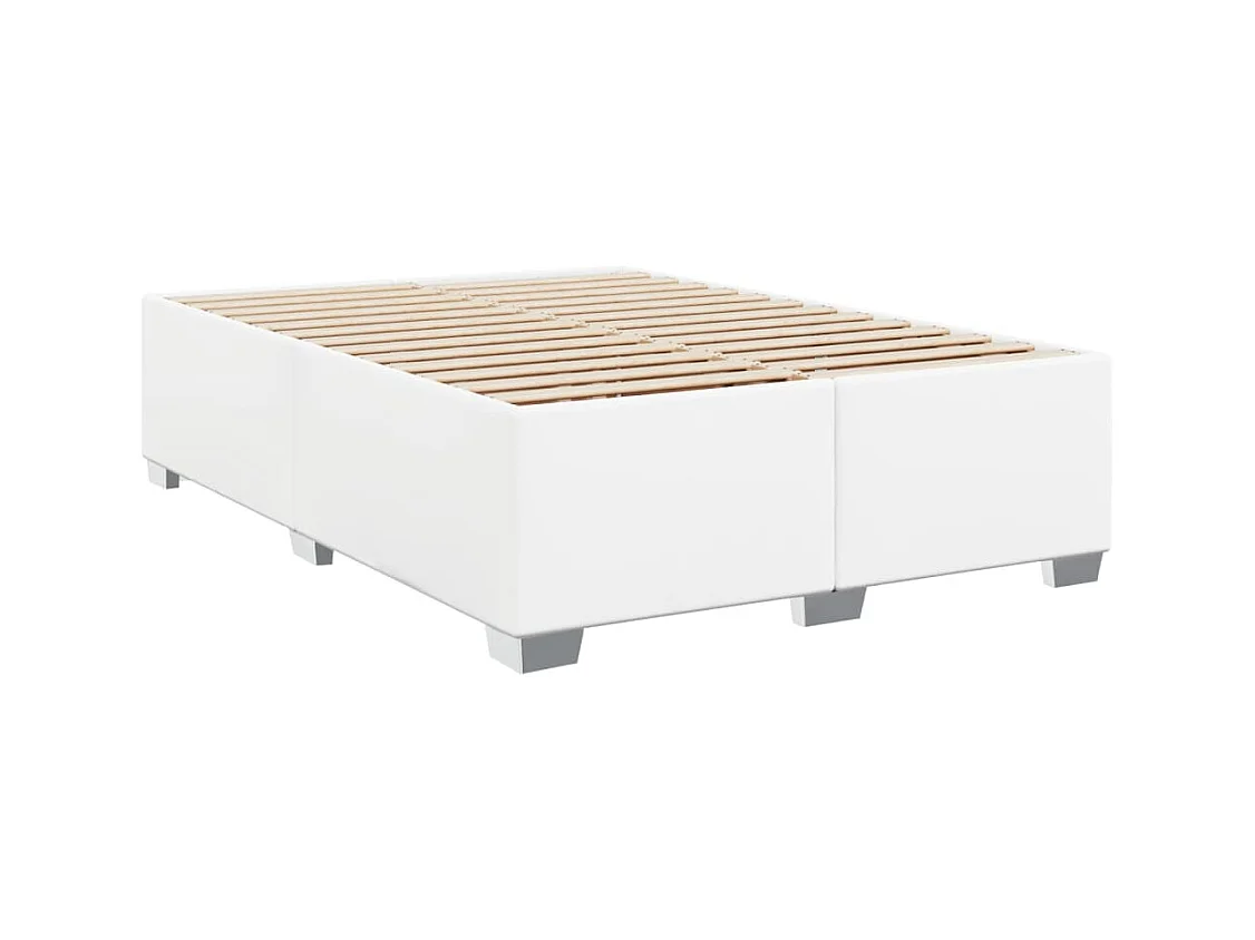 Sommier à lattes de lit avec matelas Blanc 140x200cm Similicuir