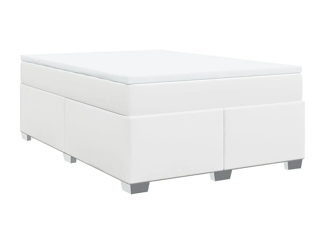 Sommier à lattes de lit avec matelas Blanc 140x200cm Similicuir