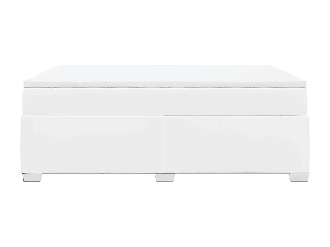 Sommier à lattes de lit avec matelas Blanc 140x200cm Similicuir