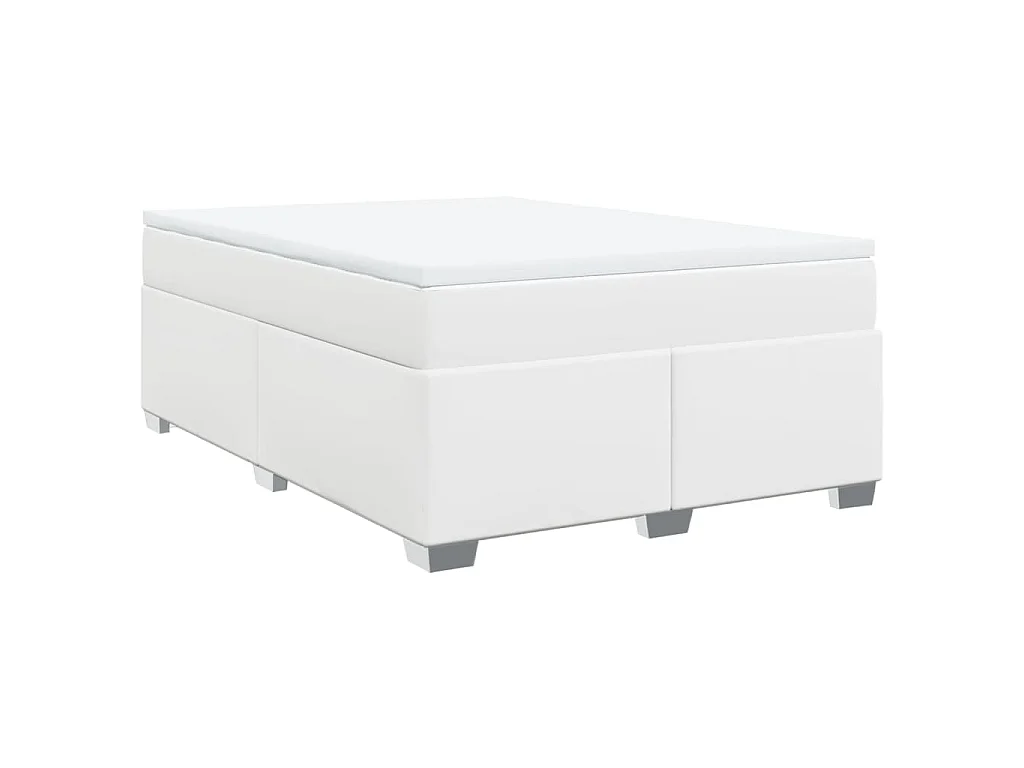 Boxspringbett mit Matratze Weiß 140x200 cm Kunstleder