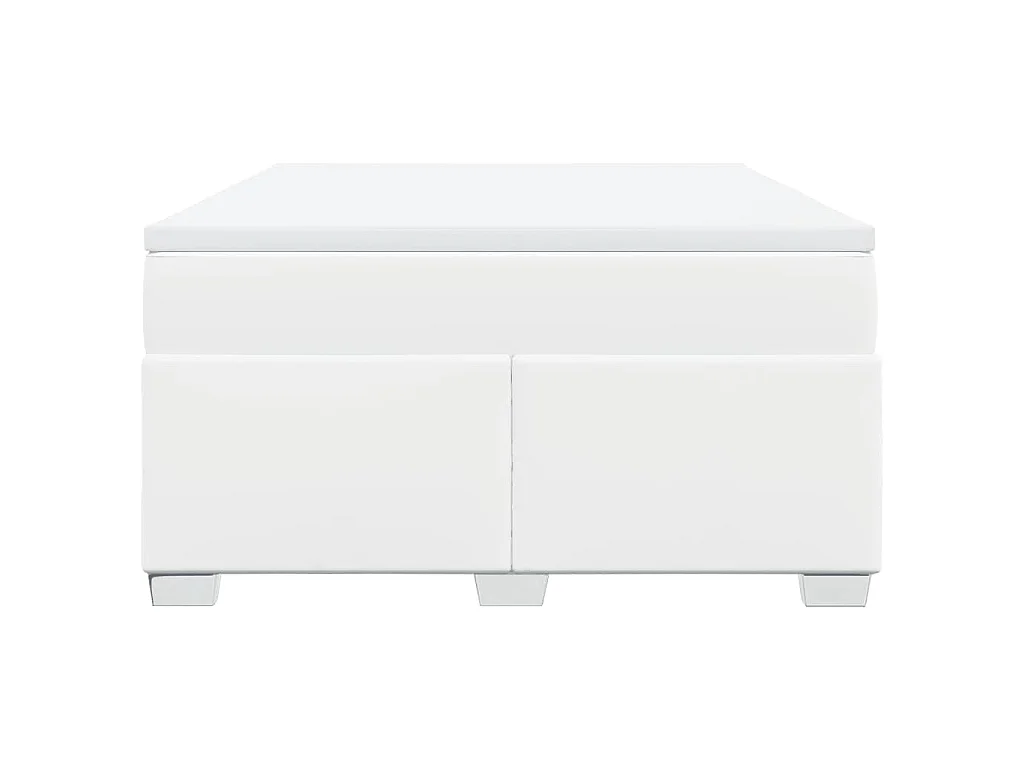 Boxspringbett mit Matratze Weiß 140x200 cm Kunstleder