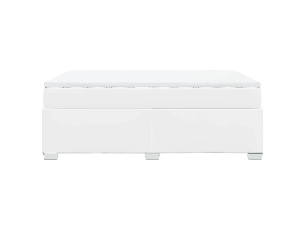 Boxspringbett mit Matratze Weiß 140x200 cm Kunstleder
