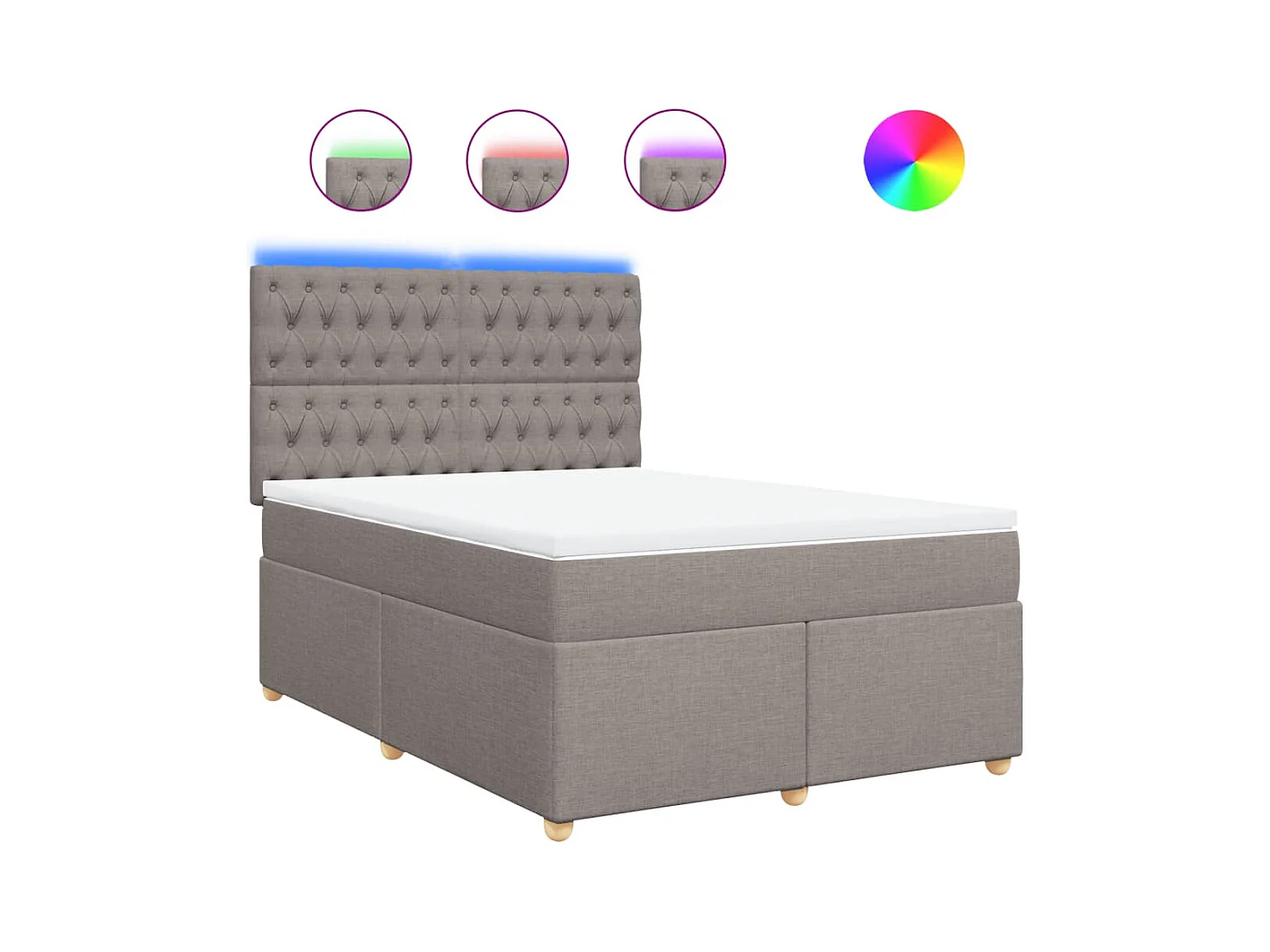 Sommier à lattes de lit avec matelas Taupe 140x200 cm Tissu