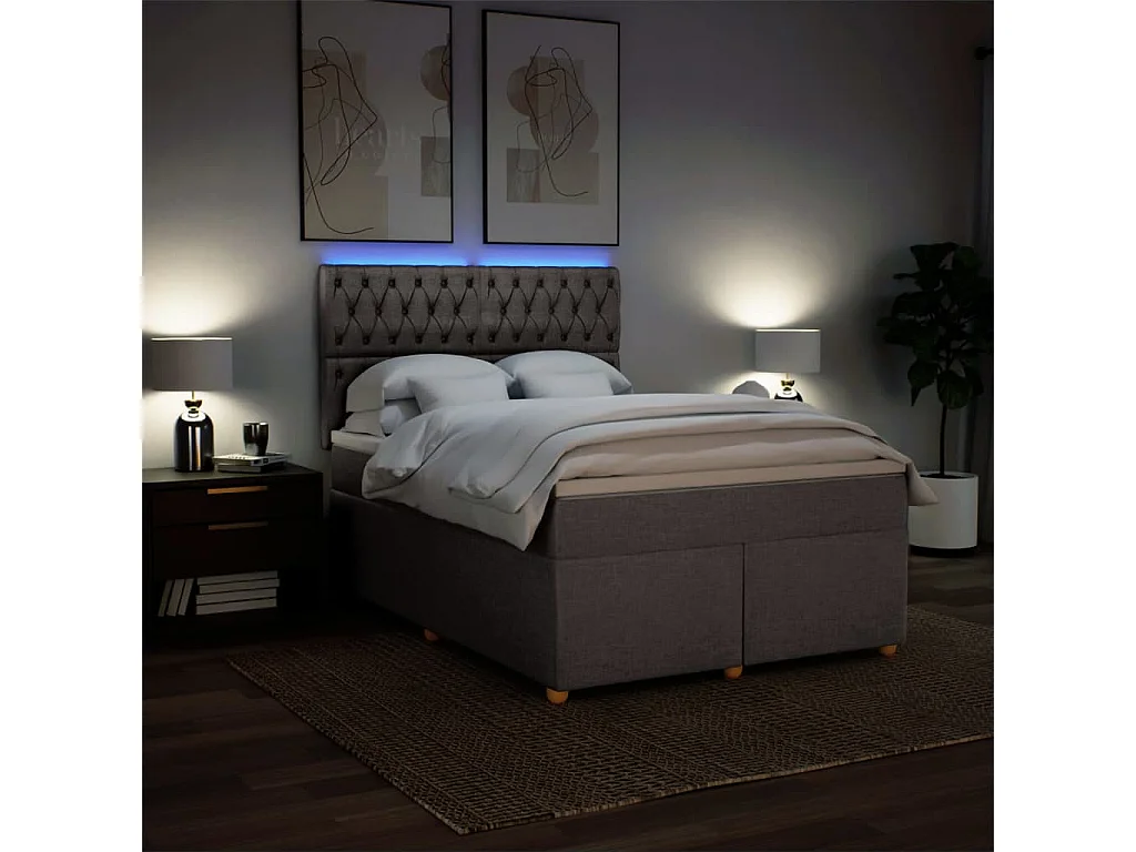 Boxspringbett mit Matratze Taupe 140x200 cm Stoff