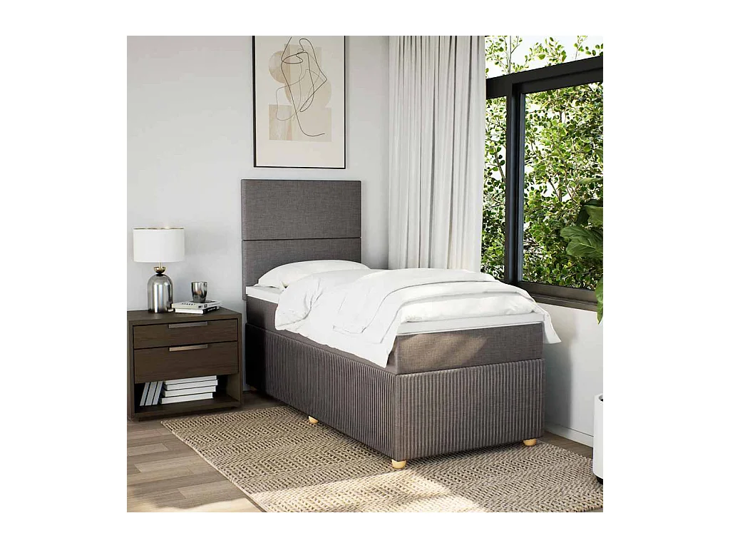 Sommier à lattes de lit avec matelas Taupe 90x190 cm Tissu