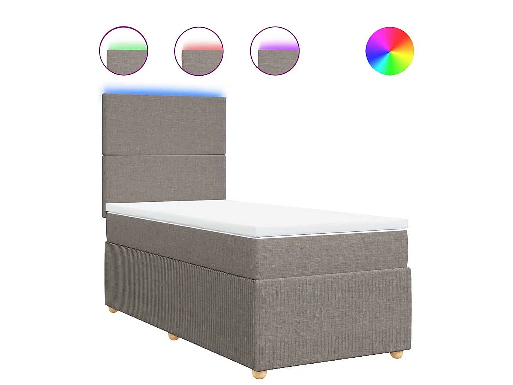 Sommier à lattes de lit avec matelas Taupe 90x190 cm Tissu