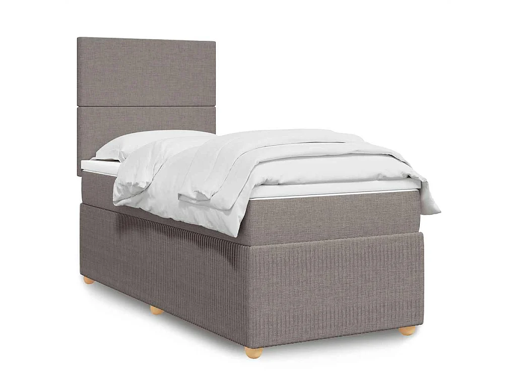 Sommier à lattes de lit avec matelas Taupe 90x190 cm Tissu
