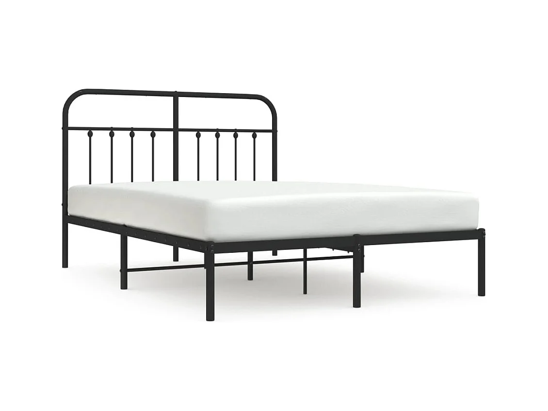 Cadre de lit métal sans matelas avec tête de lit noir 140x200cm