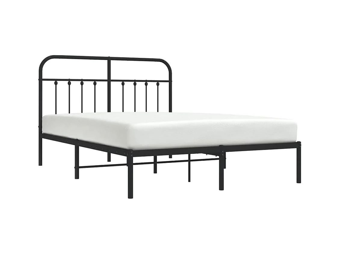Cadre de lit métal sans matelas avec tête de lit noir 140x200cm