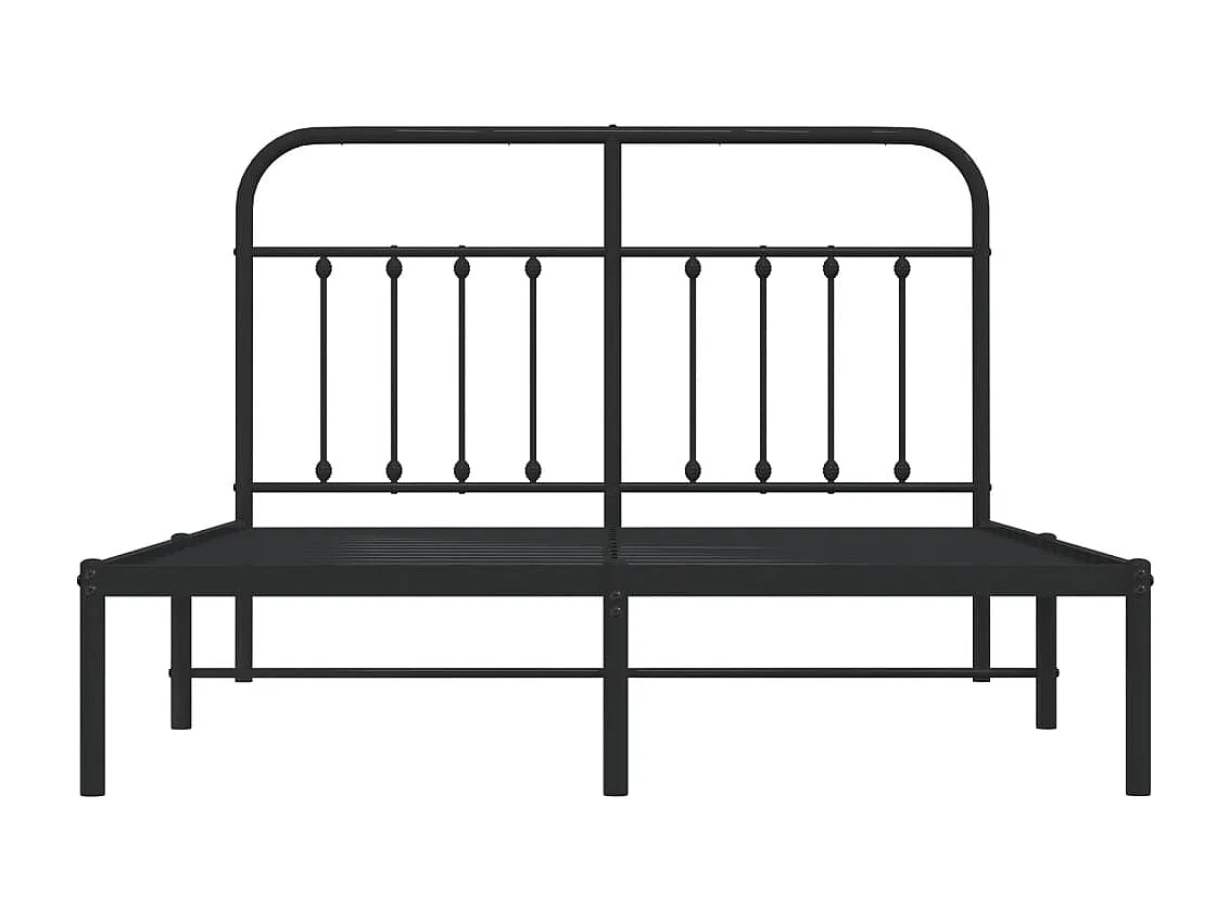 Cadre de lit métal sans matelas avec tête de lit noir 140x200cm