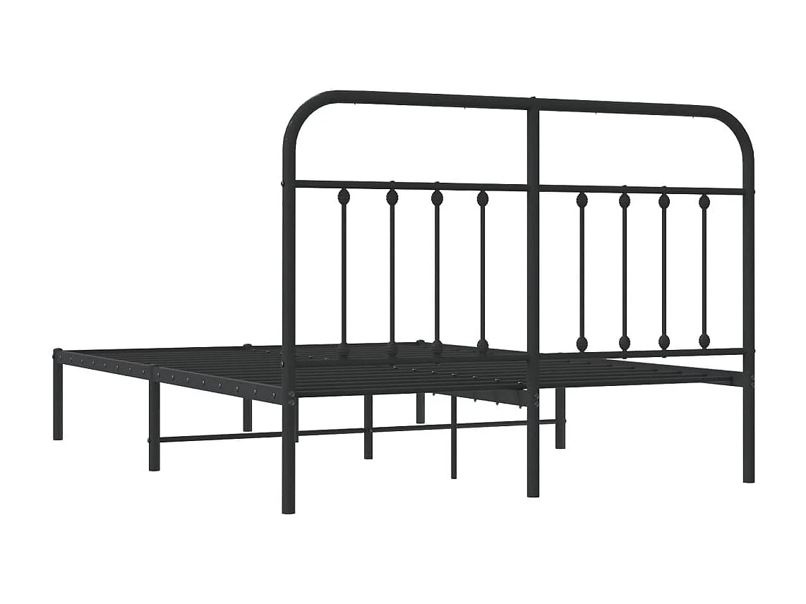 Cadre de lit métal sans matelas avec tête de lit noir 140x200cm