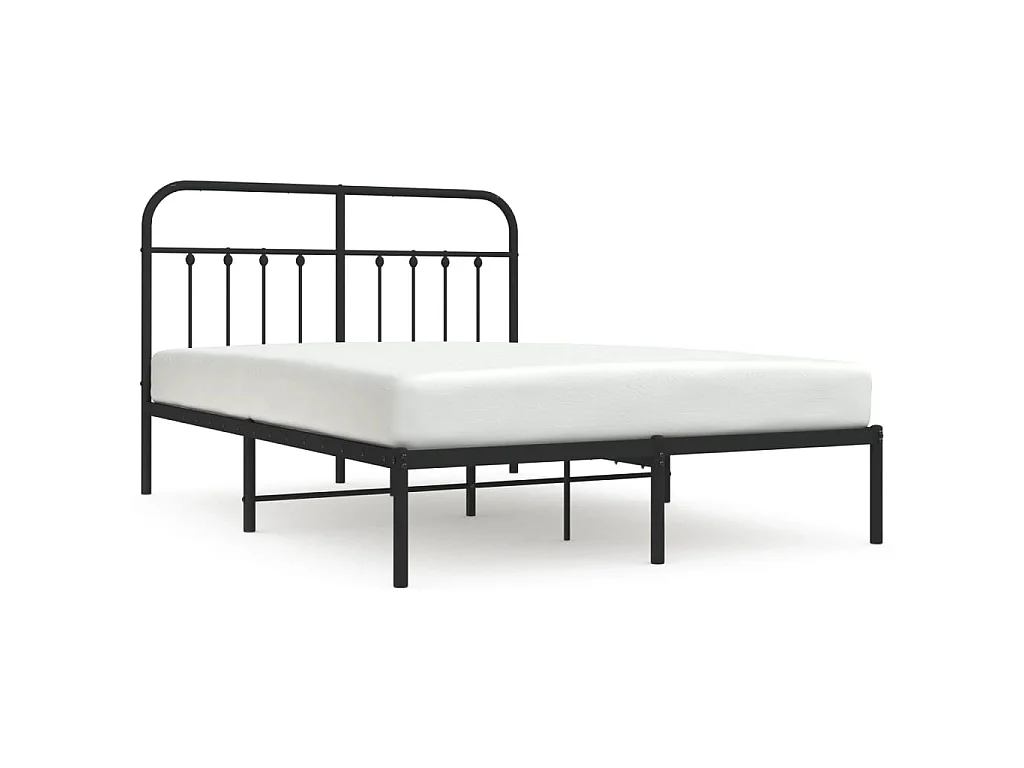Cadre de lit métal sans matelas avec tête de lit noir 140x200cm