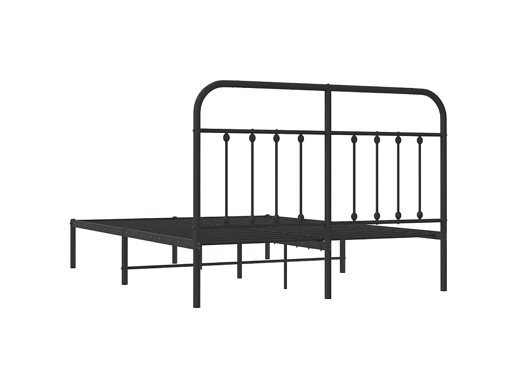 Cadre de lit métal sans matelas avec tête de lit noir 140x200cm