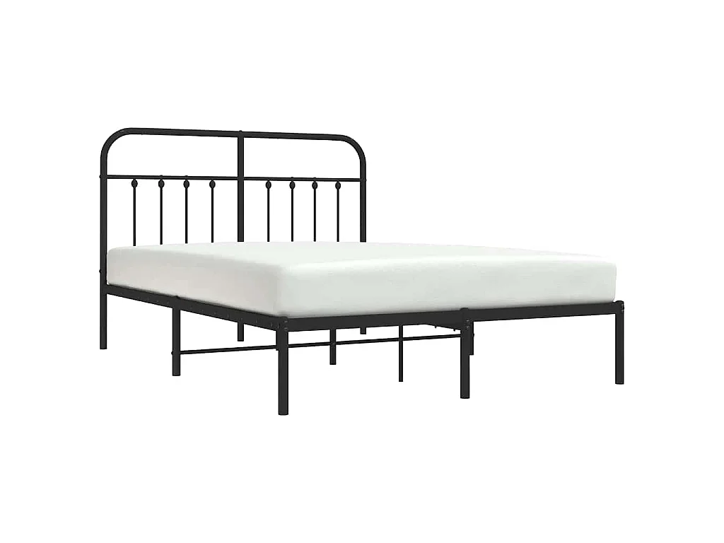 Cadre de lit métal sans matelas avec tête de lit noir 140x200cm