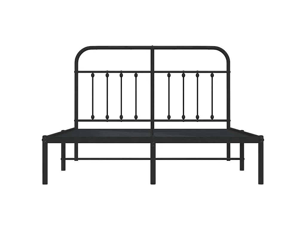 Cadre de lit métal sans matelas avec tête de lit noir 140x200cm