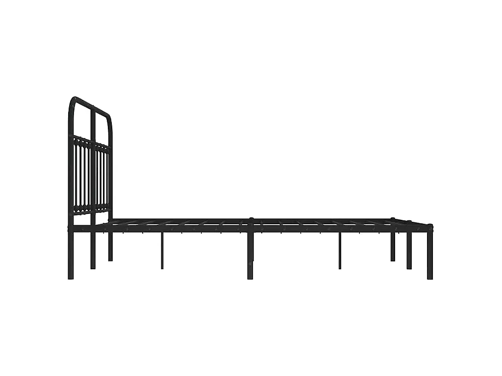Cadre de lit métal sans matelas avec tête de lit noir 140x200cm