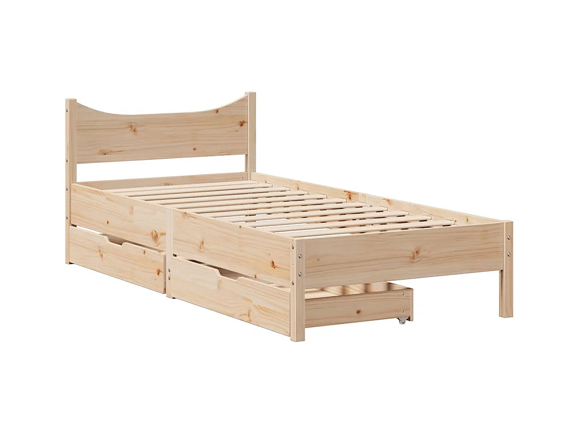 Cadre de lit avec tiroirs 90x200 cm bois de pin massif