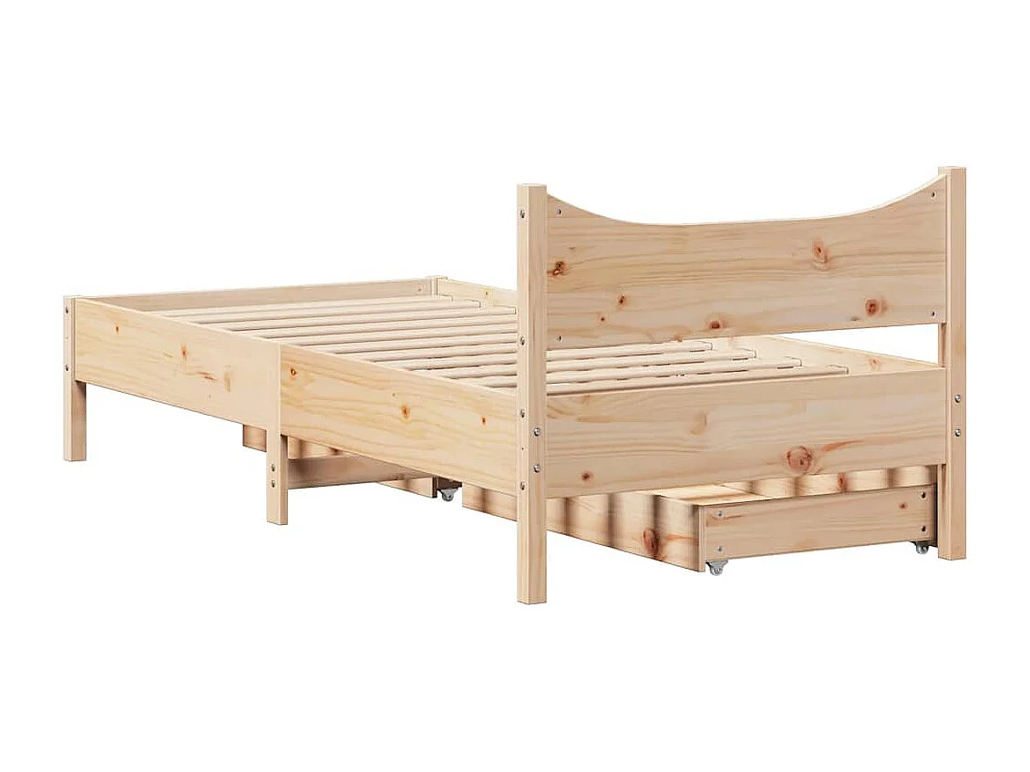 Estrutura de cama c/ gavetas 90x200 cm madeira de pinho maciça
