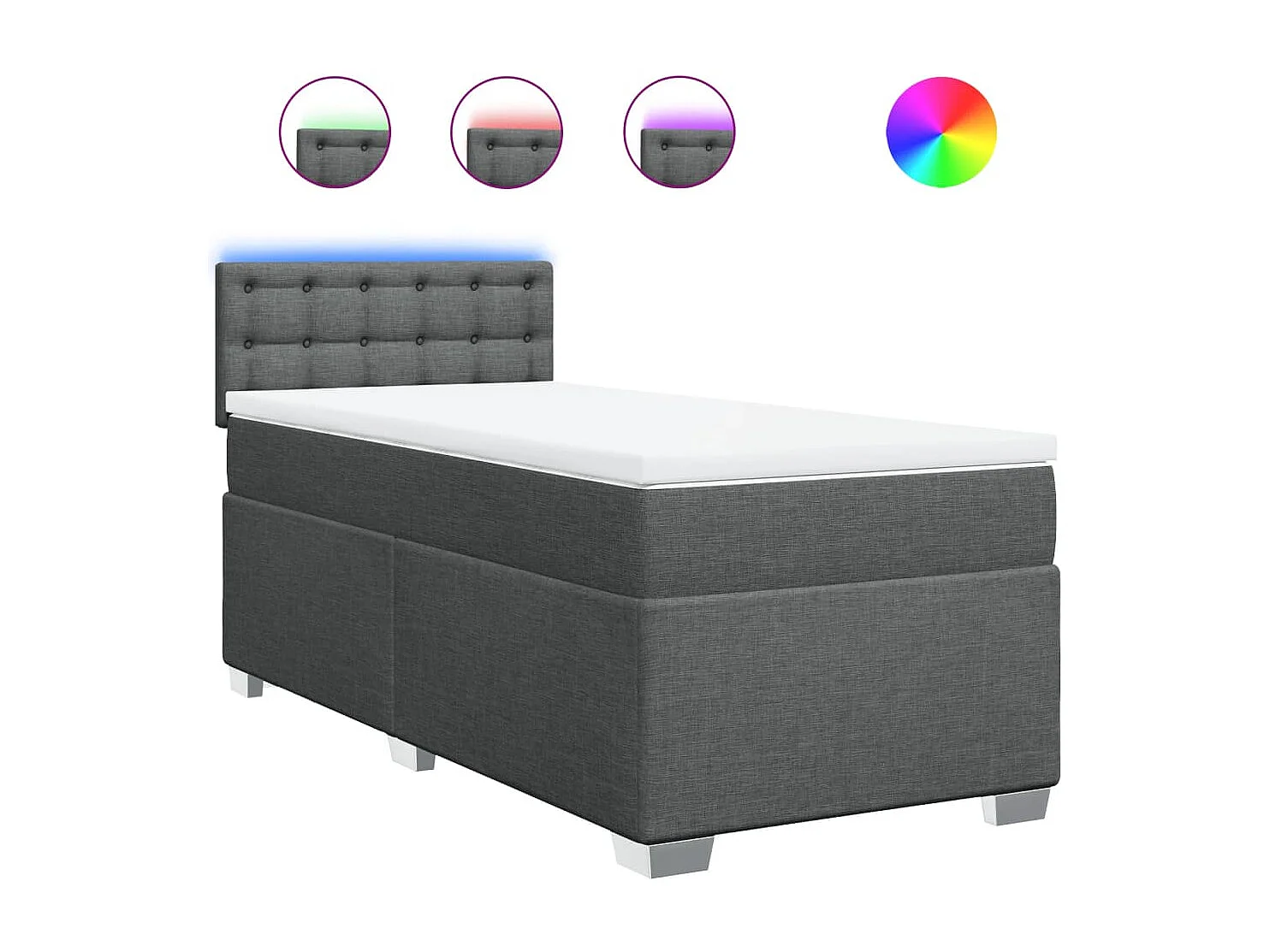 Boxspringbett mit Matratze Dunkelgrau 90x200 cm Stoff